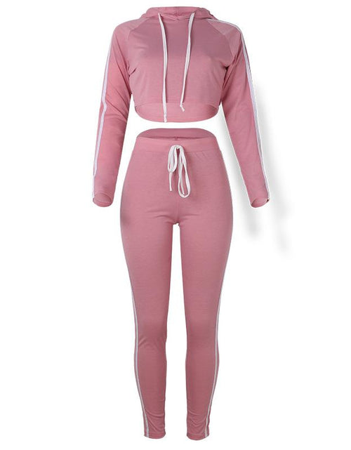 Load image into Gallery viewer, Women Set Long Sleeve Crop Top And Pants Jogger Two Piece Set