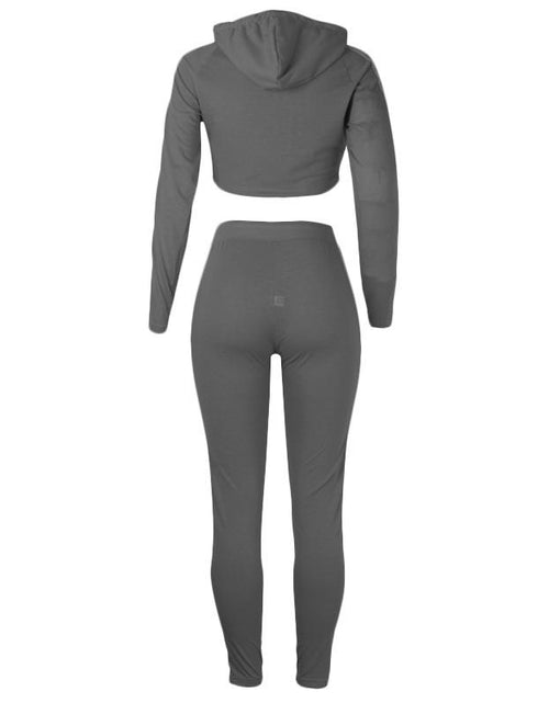 Load image into Gallery viewer, Women Set Long Sleeve Crop Top And Pants Jogger Two Piece Set