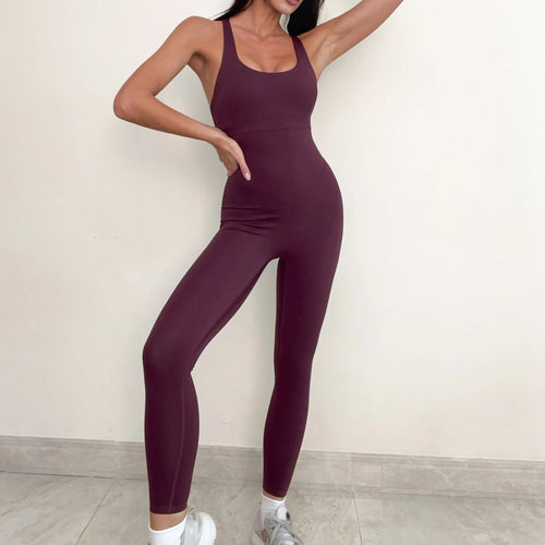 Load image into Gallery viewer, Back Strap Cross Gym Padded Jumpsuit 2023 Sport Overalls Women Yoga