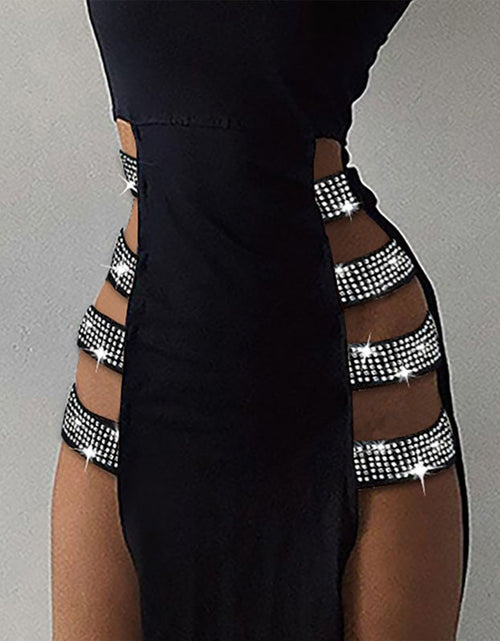 Load image into Gallery viewer, Black Sexy Dress Side High Slit Night Club Party Dress