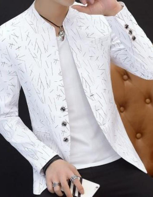 Load image into Gallery viewer, Mens Slim Round Stand Collar Pattern Blazer