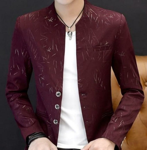 Load image into Gallery viewer, Mens Slim Round Stand Collar Pattern Blazer