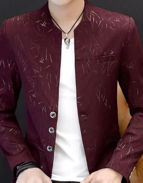 Load image into Gallery viewer, Mens Slim Round Stand Collar Pattern Blazer