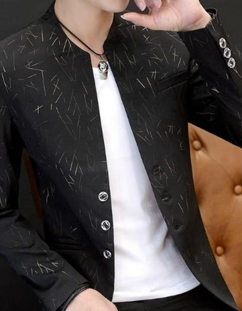 Load image into Gallery viewer, Mens Slim Round Stand Collar Pattern Blazer