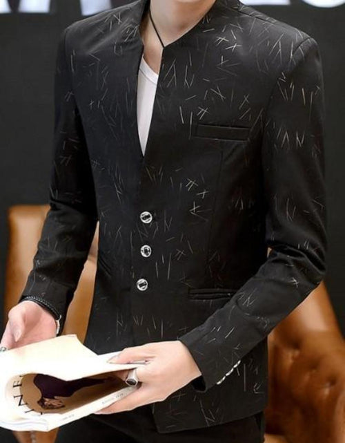 Load image into Gallery viewer, Mens Slim Round Stand Collar Pattern Blazer