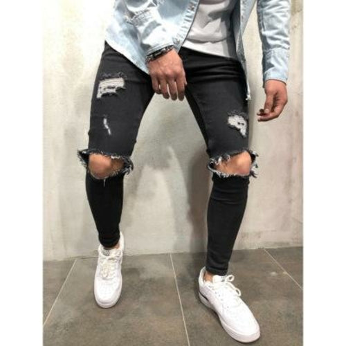 Load image into Gallery viewer, 2018 new fashion Men Jeans Stretch Destroyed Ripped Design Fashion