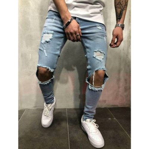 Load image into Gallery viewer, 2018 new fashion Men Jeans Stretch Destroyed Ripped Design Fashion