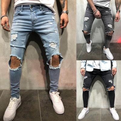 Load image into Gallery viewer, 2018 new fashion Men Jeans Stretch Destroyed Ripped Design Fashion