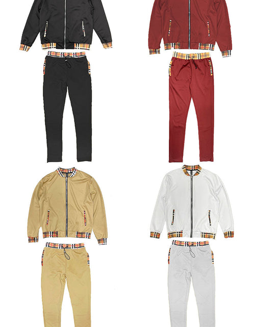 Load image into Gallery viewer, Checkered Detail Track Jacket Set