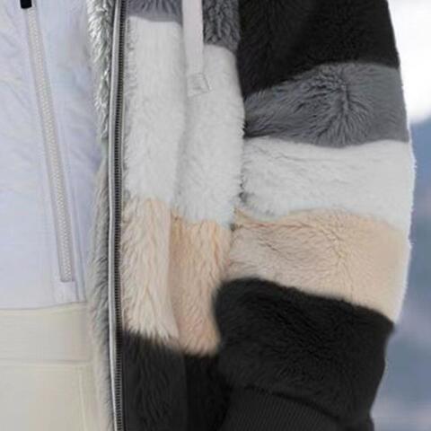 Load image into Gallery viewer, Color Block Zip-Up Hooded Jacket