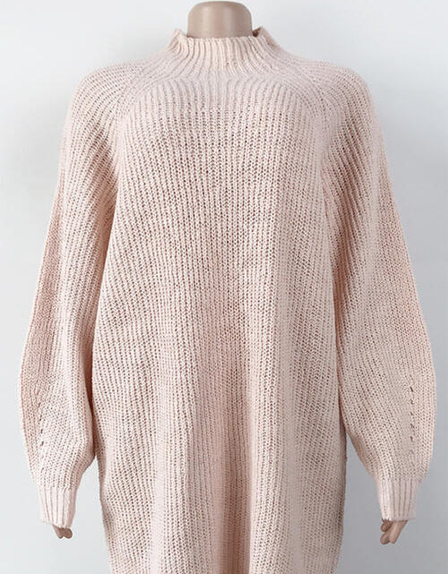 Load image into Gallery viewer, Mock Neck Dropped Shoulder Sweater Dress