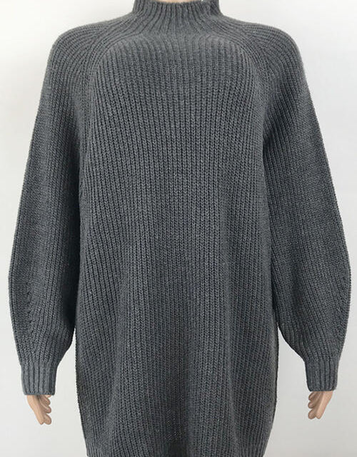 Load image into Gallery viewer, Mock Neck Dropped Shoulder Sweater Dress