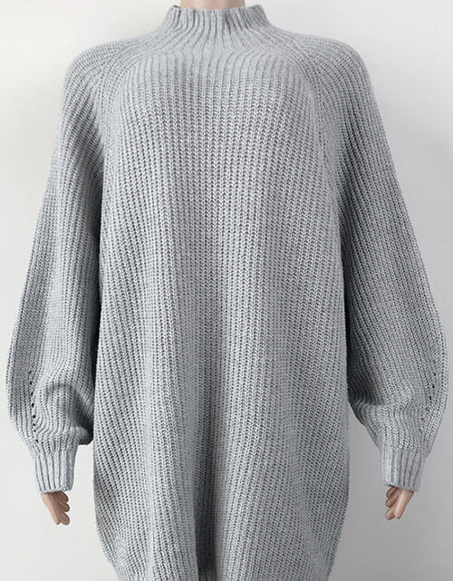 Load image into Gallery viewer, Mock Neck Dropped Shoulder Sweater Dress