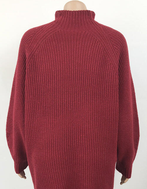 Load image into Gallery viewer, Mock Neck Dropped Shoulder Sweater Dress