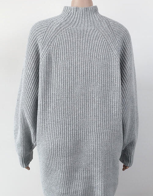 Load image into Gallery viewer, Mock Neck Dropped Shoulder Sweater Dress