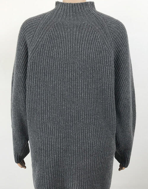 Load image into Gallery viewer, Mock Neck Dropped Shoulder Sweater Dress