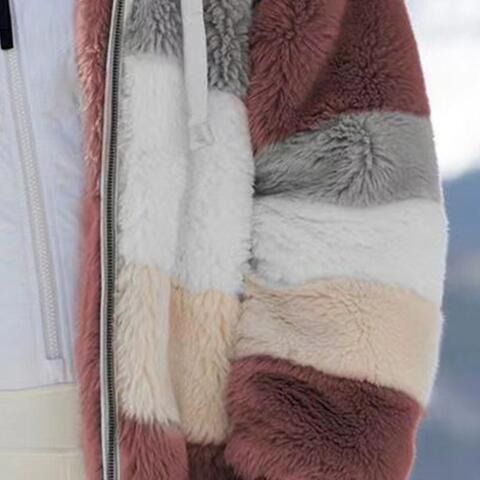 Load image into Gallery viewer, Color Block Zip-Up Hooded Jacket