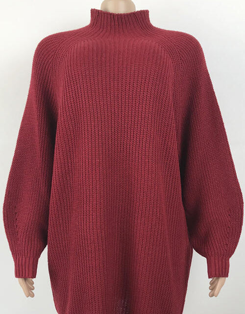 Load image into Gallery viewer, Mock Neck Dropped Shoulder Sweater Dress