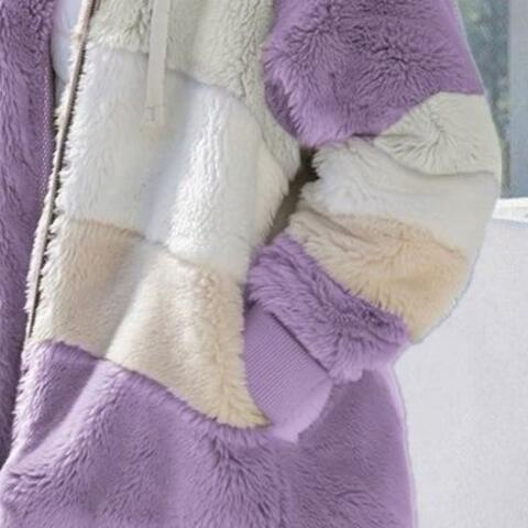 Load image into Gallery viewer, Color Block Zip-Up Hooded Jacket