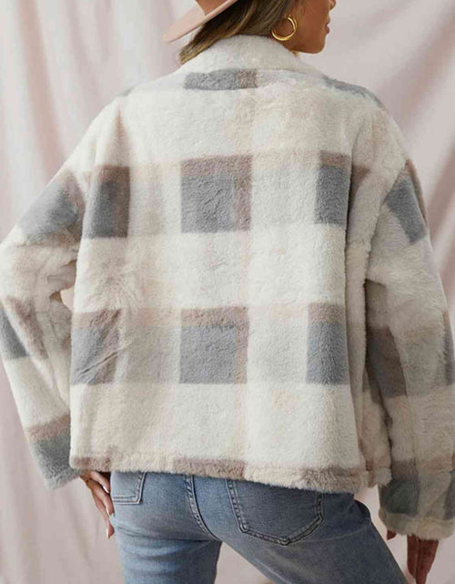Load image into Gallery viewer, Collared Button Up Plaid Coat