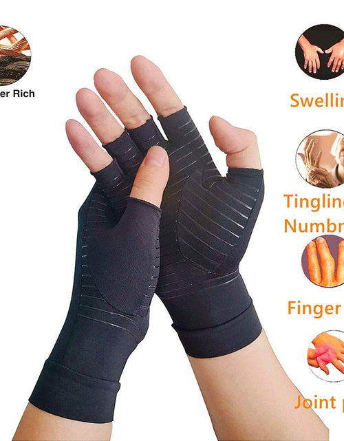 Load image into Gallery viewer, Compression Arthritis Glove Unisex Joint Pain Relief Half Finger Brace
