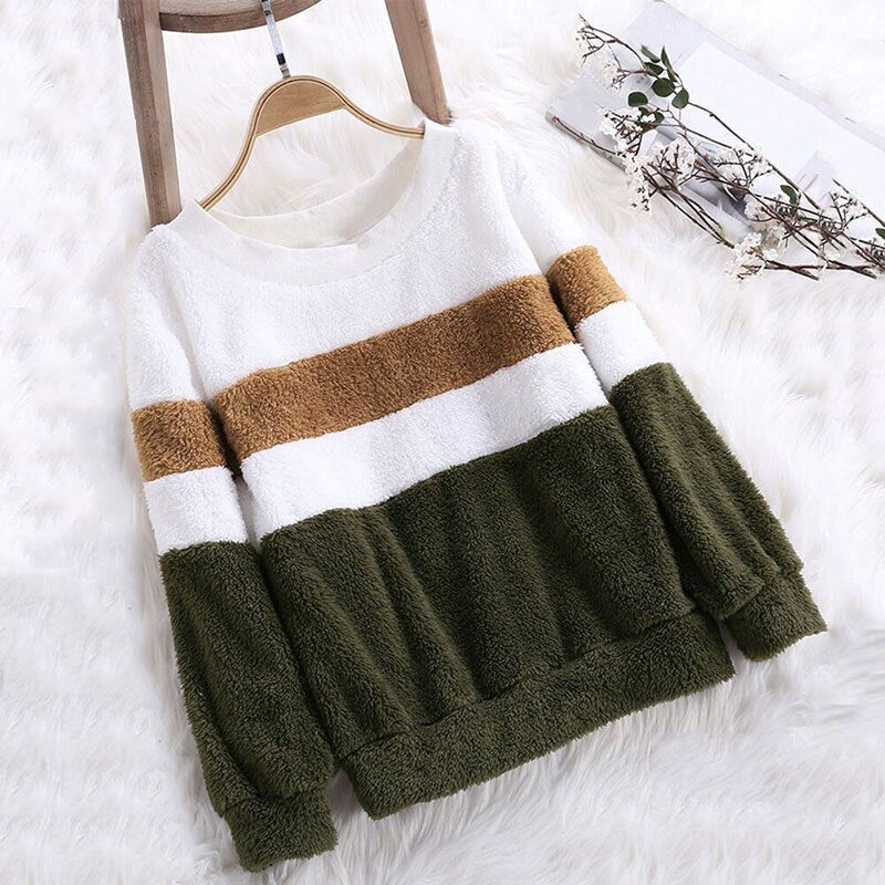 Winter Womens Striped Hoodies Sweatshirts