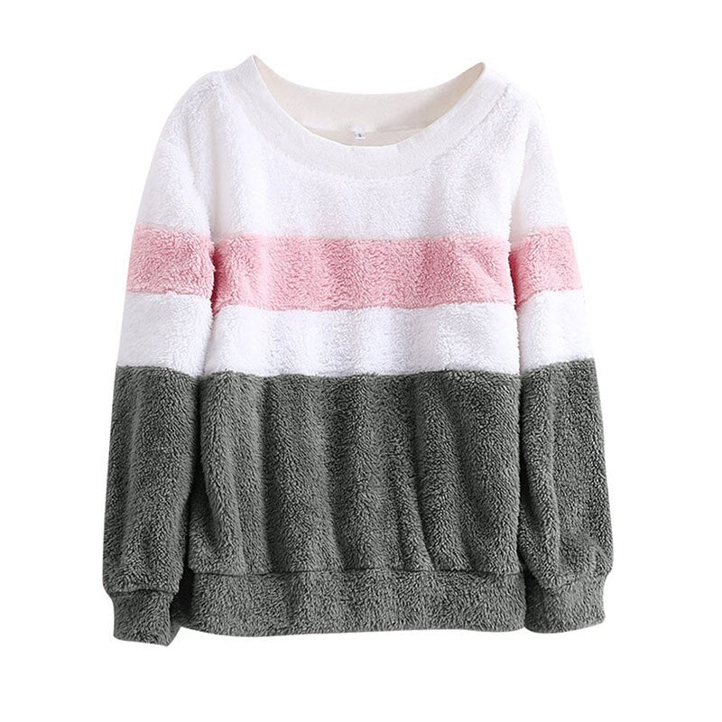 Winter Womens Striped Hoodies Sweatshirts