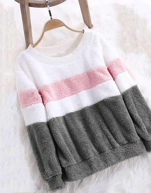 Load image into Gallery viewer, Winter Womens Striped Hoodies Sweatshirts
