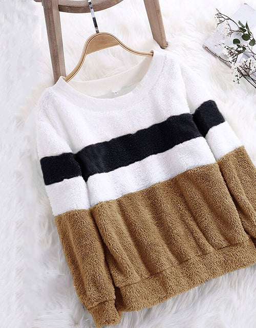 Load image into Gallery viewer, Winter Womens Striped Hoodies Sweatshirts
