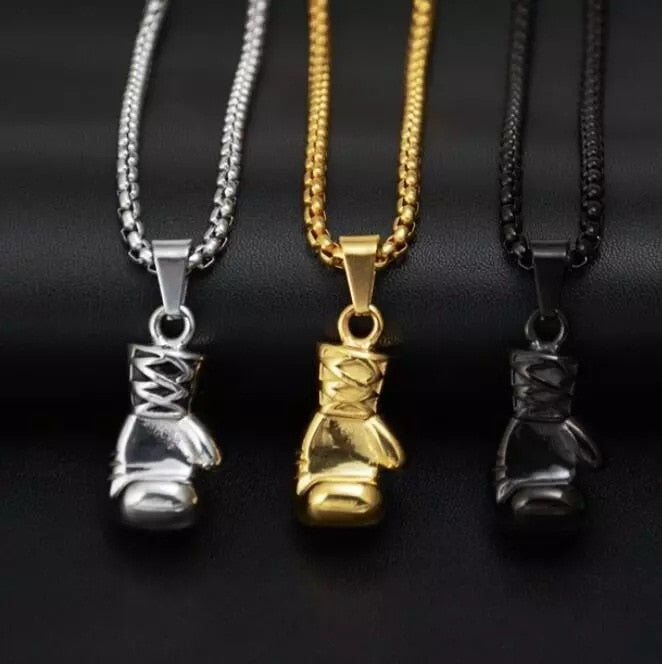 Plated Boxing Glove Pendant Necklace