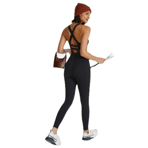 Load image into Gallery viewer, Back Strap Cross Gym Padded Jumpsuit 2023 Sport Overalls Women Yoga
