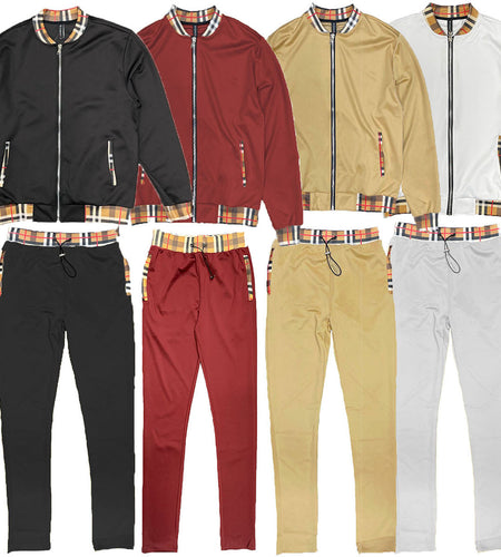 Checkered Detail Track Jacket Set