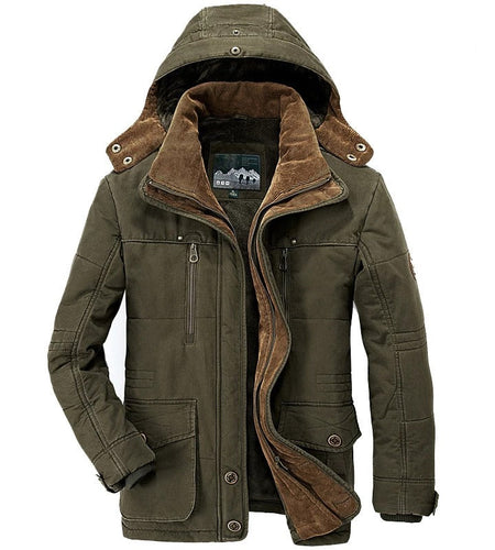 Mens Hooded Winter Parka Coat with Inner Fleece