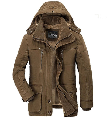 Mens Hooded Winter Parka Coat with Inner Fleece
