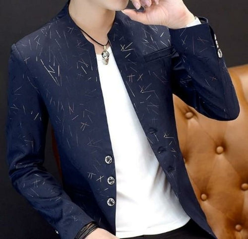 Load image into Gallery viewer, Mens Slim Round Stand Collar Pattern Blazer
