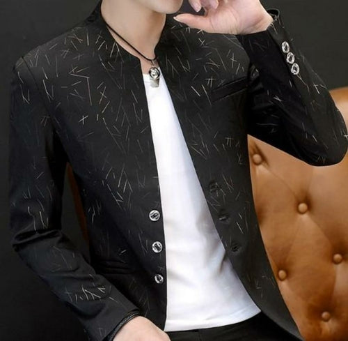 Load image into Gallery viewer, Mens Slim Round Stand Collar Pattern Blazer
