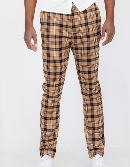 Load image into Gallery viewer, Plaid Slim Fit Trouser Pants
