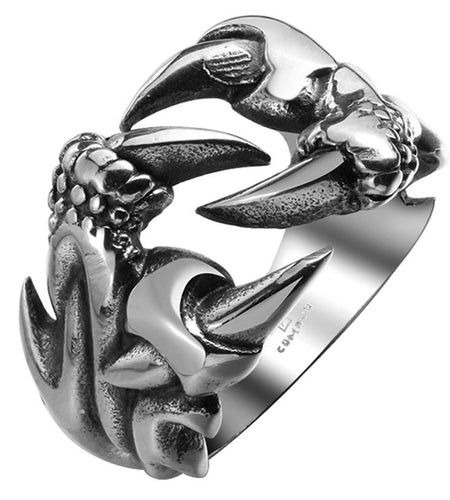 Mens Stainless Steel Biker Style Dragon Claw Ring