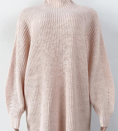 Mock Neck Dropped Shoulder Sweater Dress