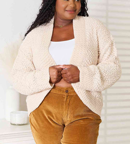 Double Take Open Front Long Sleeve Cardigan